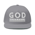 God Never Fails Embroidered Snapback Hat | Joshua 21:45 Faith Flat Bill Cap | ST. VON'S FLAIR
