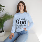 Christian All Things Are Possible Unisex Heavy Blend™ Crewneck Sweatshirt Unisex Ultra Cotton Tee Curved Neck