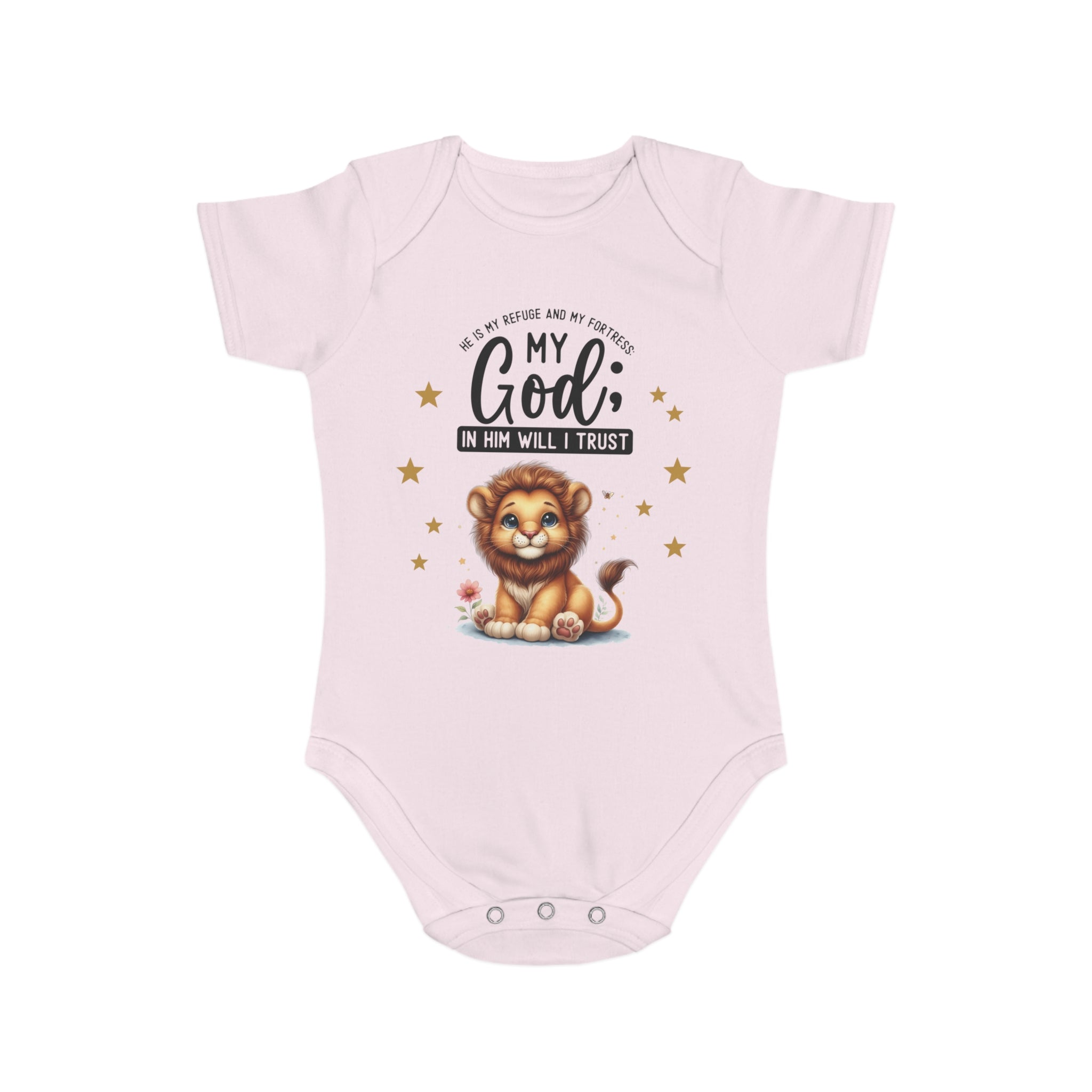 My God Baby Bodysuit - Trust in Him - Cute Lion Designed Onesies