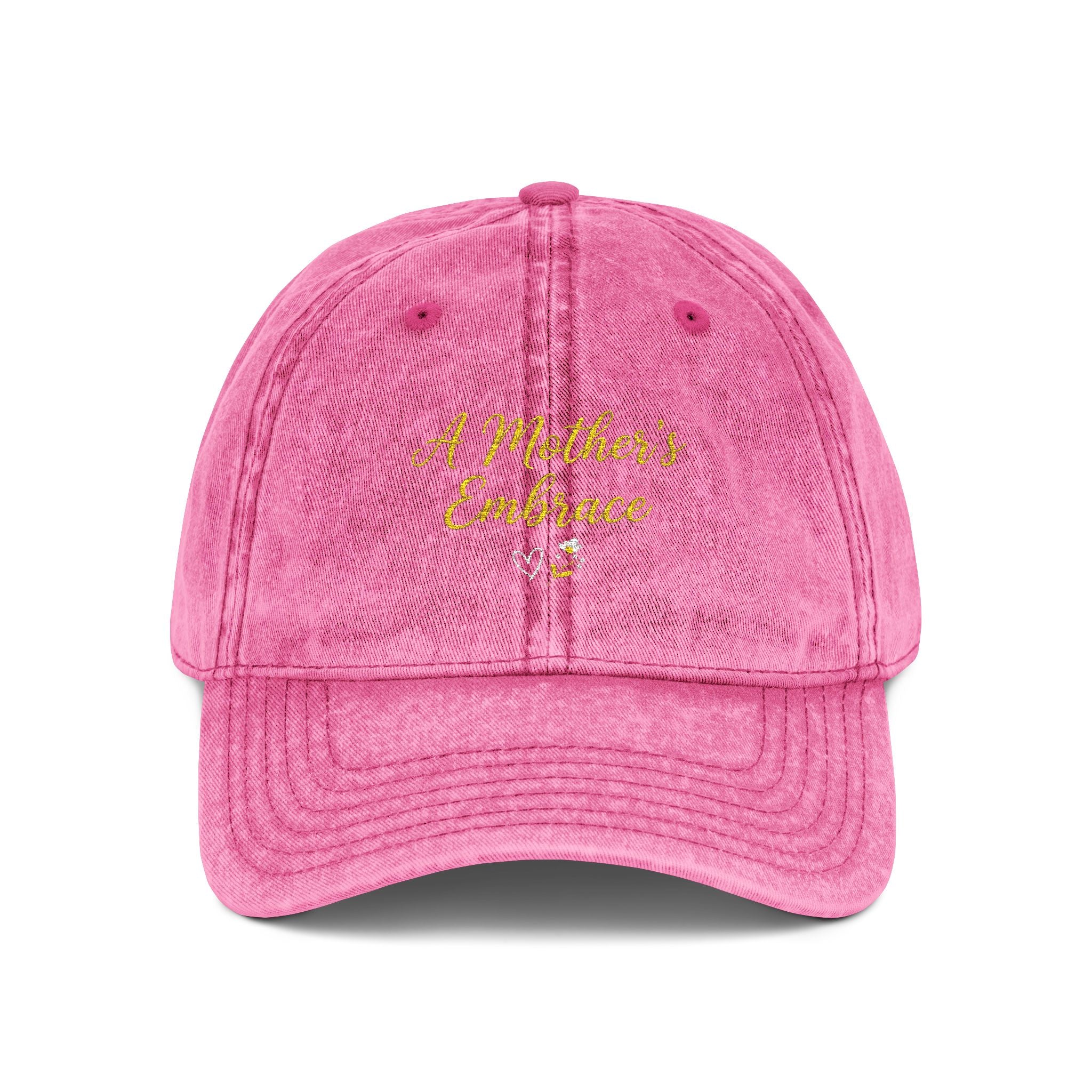 Vintage Embroidery Cap| Golden Mother's Embrace | 100% Cotton