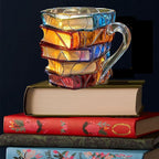 Book Stacking Coffee Cup Resin Painted Book Coffee Mug or Stationery