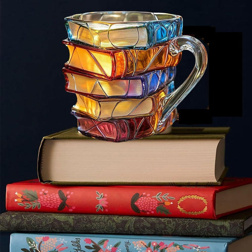 Book Stacking Resin Coffee Mug | Painted Book Cup or Stationery Holder | ST. VON'S FLAIR