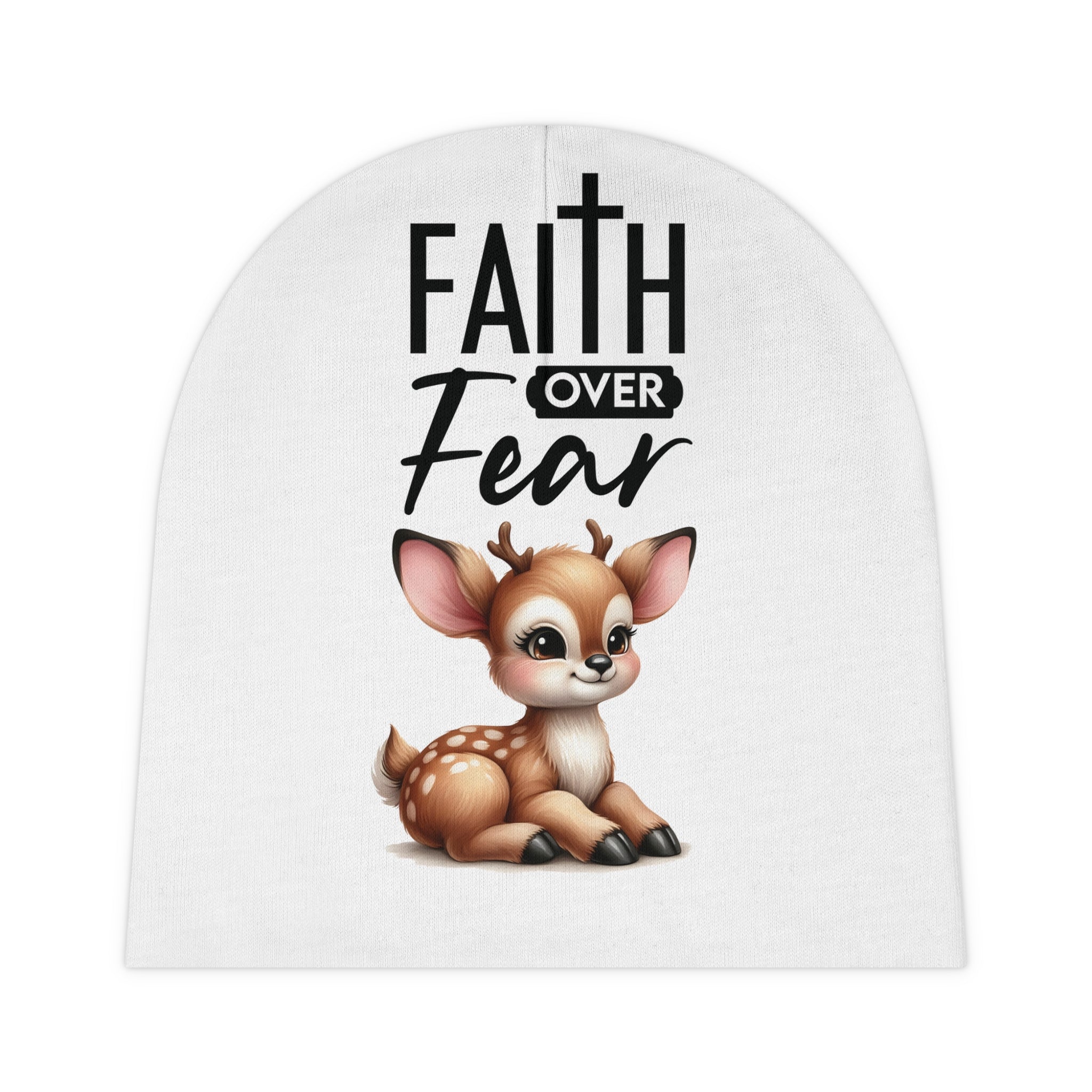 Little Bit of Faith Comfortable Fawn Baby Beanie White Winter Ski Hat | ST VON'S FLAIR