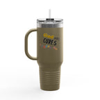 40oz Insulated Travel Mug – "God Sees, Cures, and Loves" Inspirational Tumbler