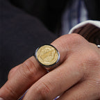 Christian Order Of  Benedict In Titanium And Bronze Ring