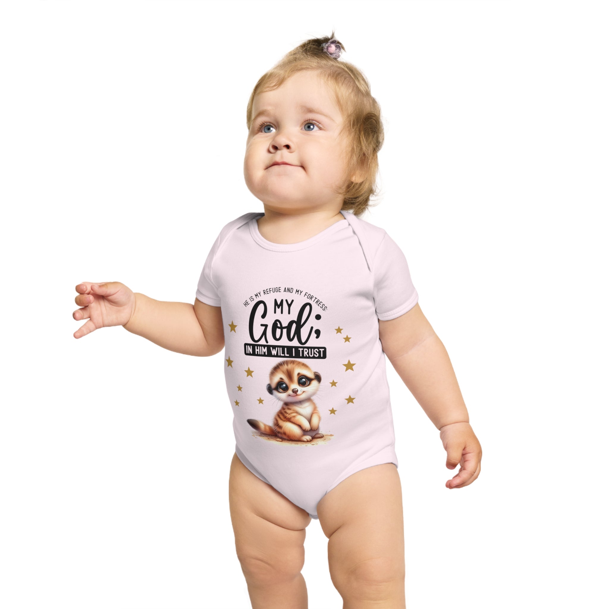 Toddler 1 Piece My God Baby Bodysuit - Trust in Him - Cute Muskrat Designed Onesies