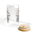 Faith-Inspired Sipper 3pcs  Drinking Glass with Straw and Bamboo Lid - 16oz