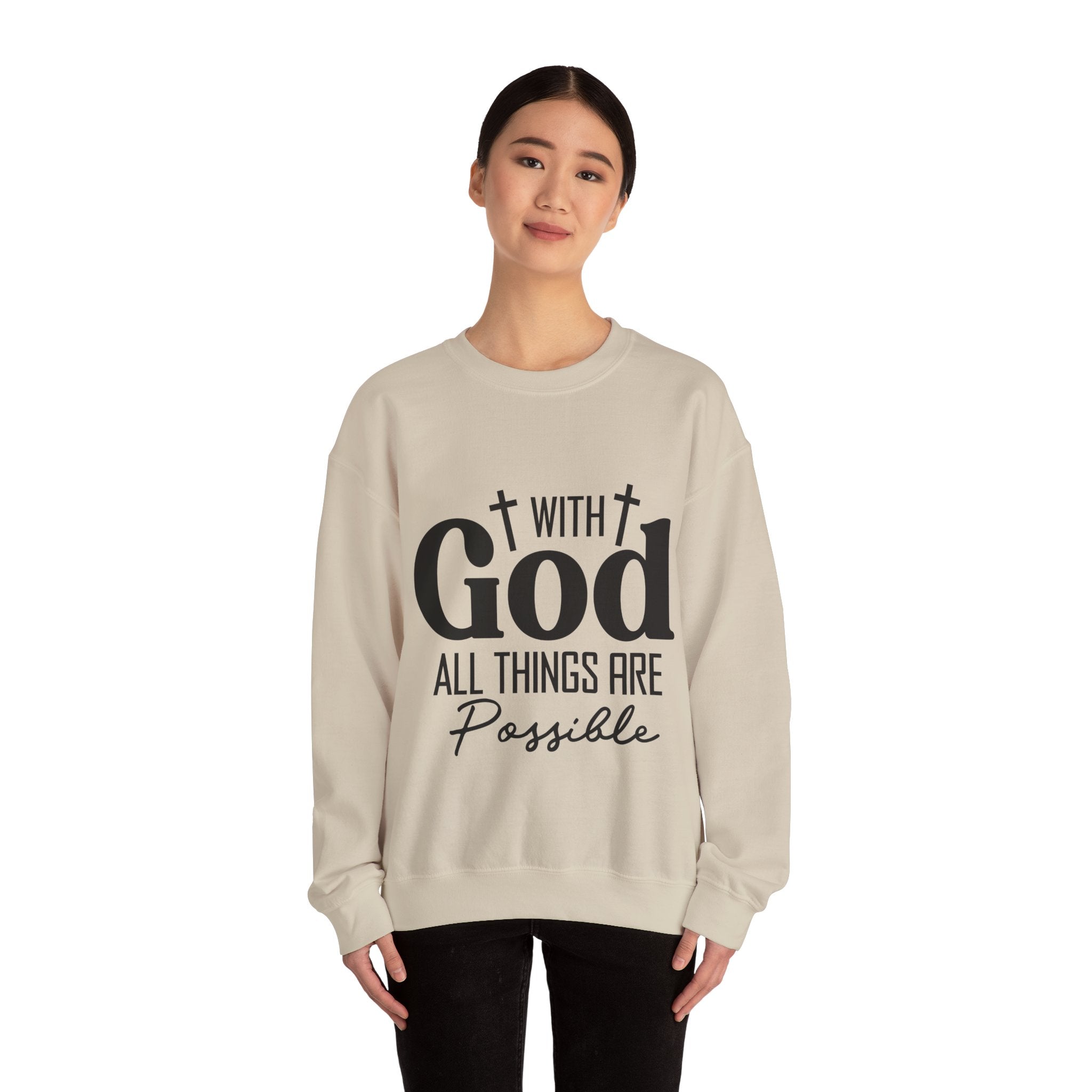 Christian All Things Are Possible Unisex Heavy Blend™ Crewneck Sweatshirt Unisex Ultra Cotton Tee Curved Neck
