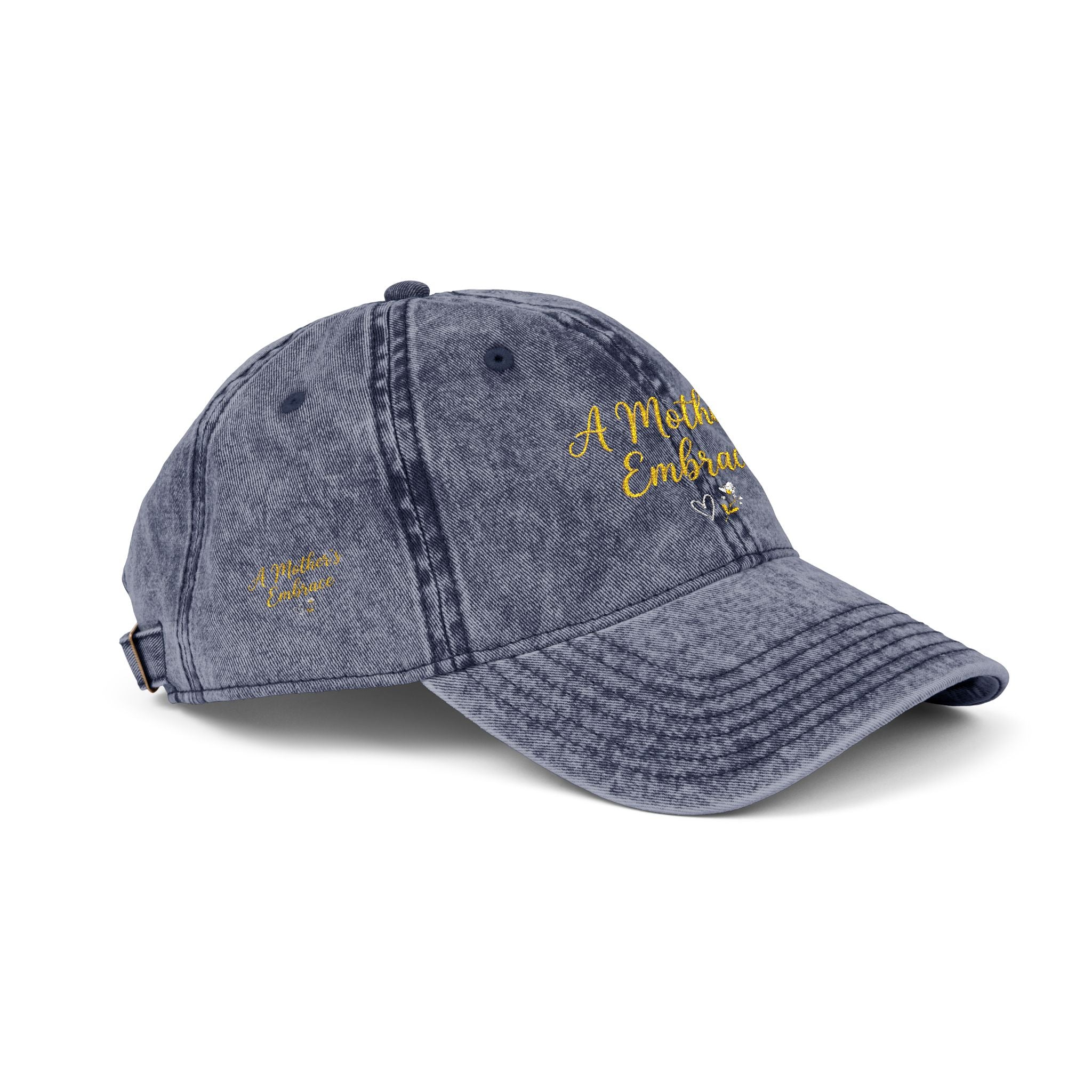 Vintage Embroidery Cap| Golden Mother's Embrace | 100% Cotton
