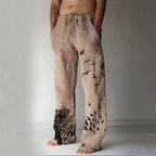 Printed Flying Bird Drawstring Leisure Men's Pants