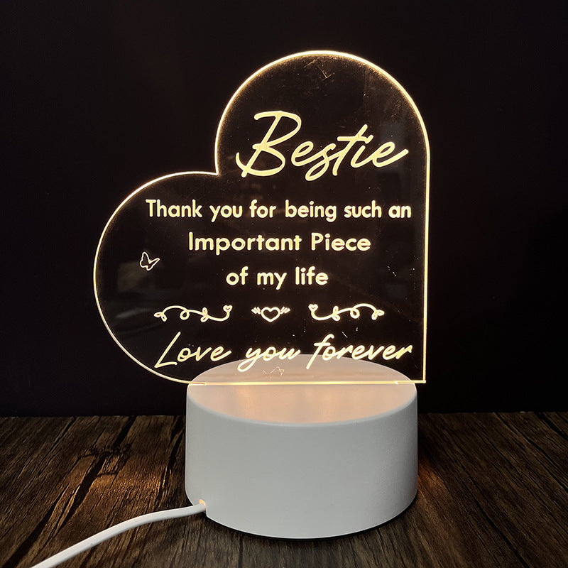 3D Heart Shaped Night Lamp - USB LED Table Light with Blessings | ST. VON'S FLAIR