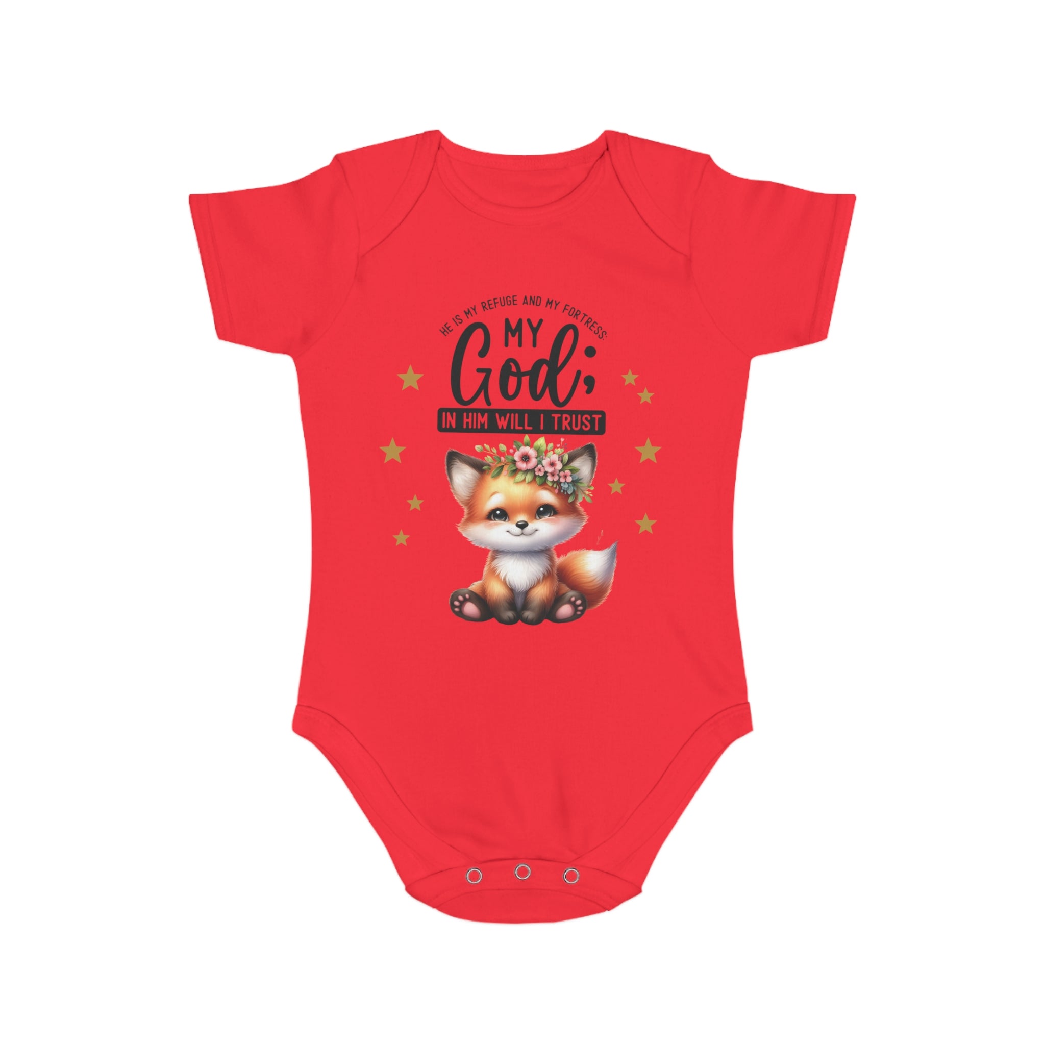 Toddler 1 Piece My God Baby Bodysuit - Trust in Him - Cute Fox Designed Onesies