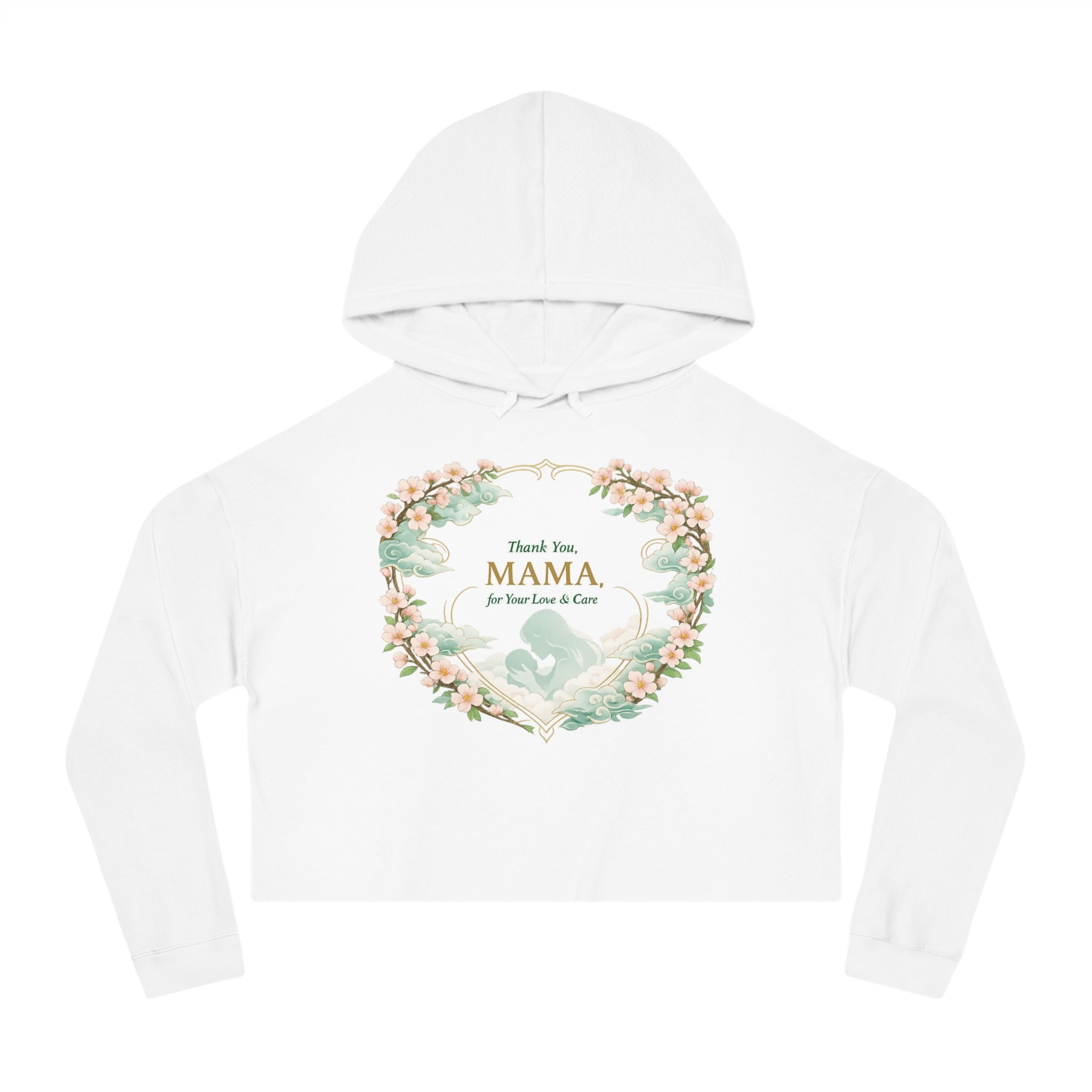 A Mother's Embrace — Women's Cropped Poetry Hoodie| Pullover Long Sleeve