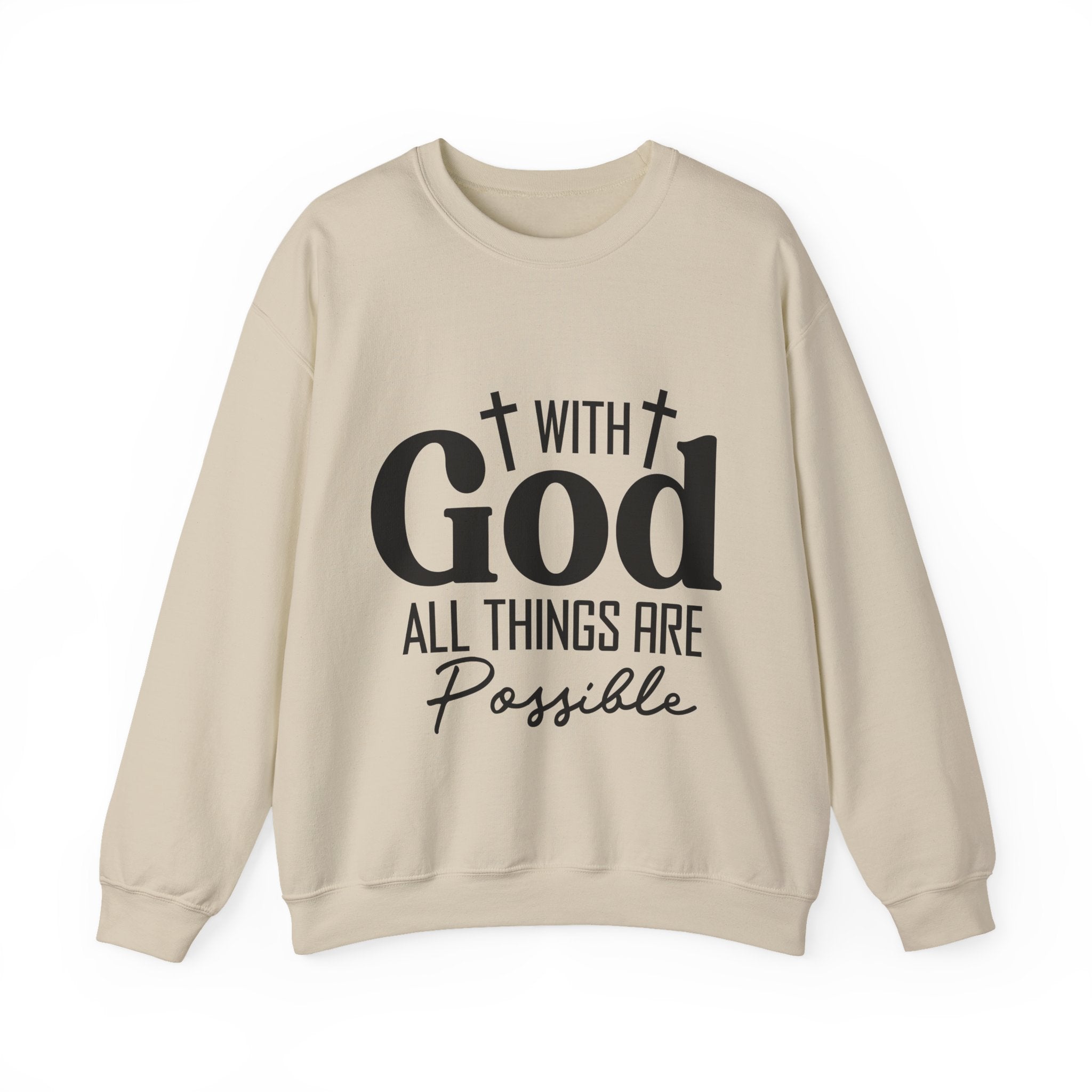 Christian All Things Are Possible Unisex Heavy Blend™ Crewneck Sweatshirt Unisex Ultra Cotton Tee Curved Neck