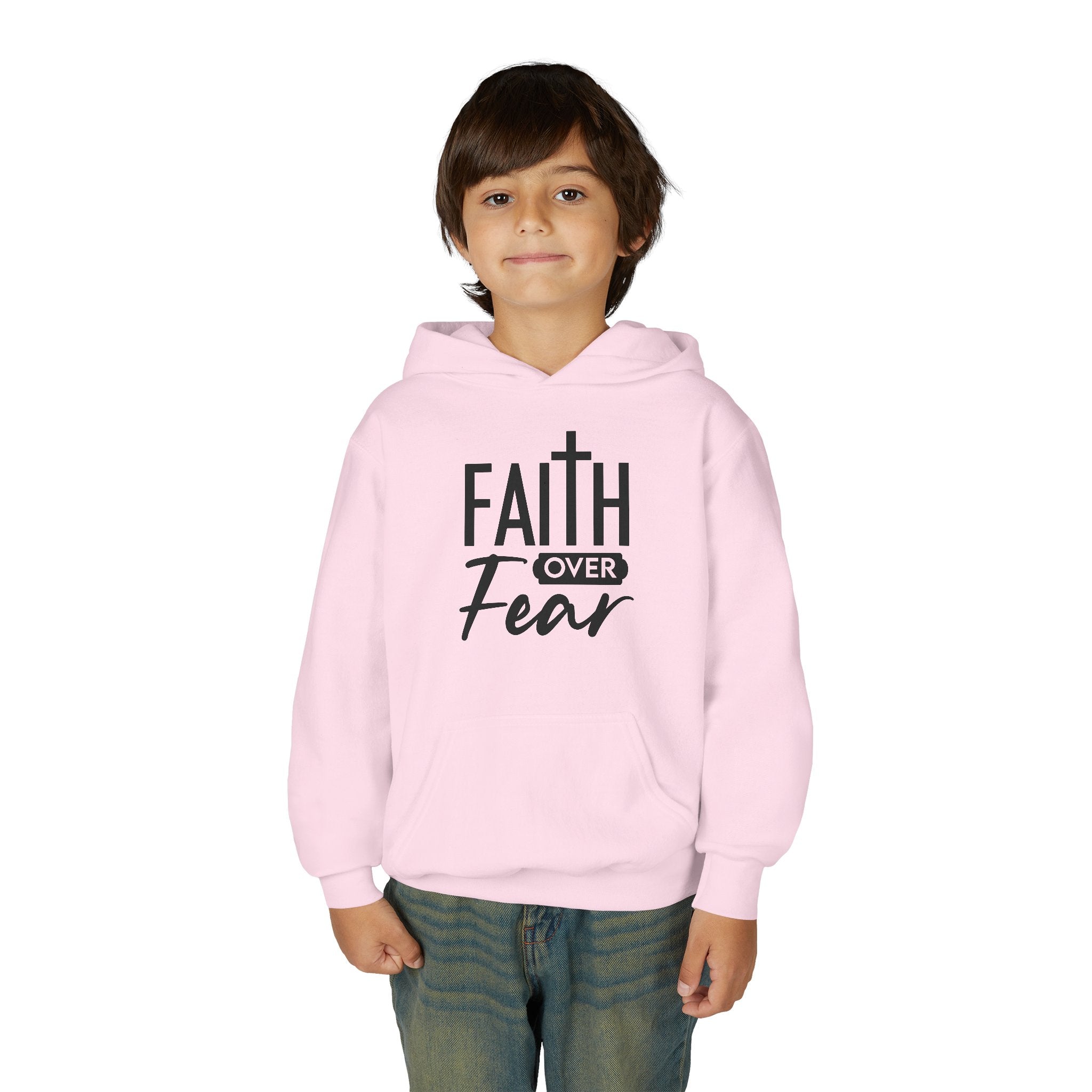 Youth Faith Over Fear Hoodie Kangaroo Pouch Active Wear
