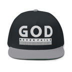 God Never Fails Embroidered Snapback Hat | Joshua 21:45 Faith Flat Bill Cap | ST. VON'S FLAIR