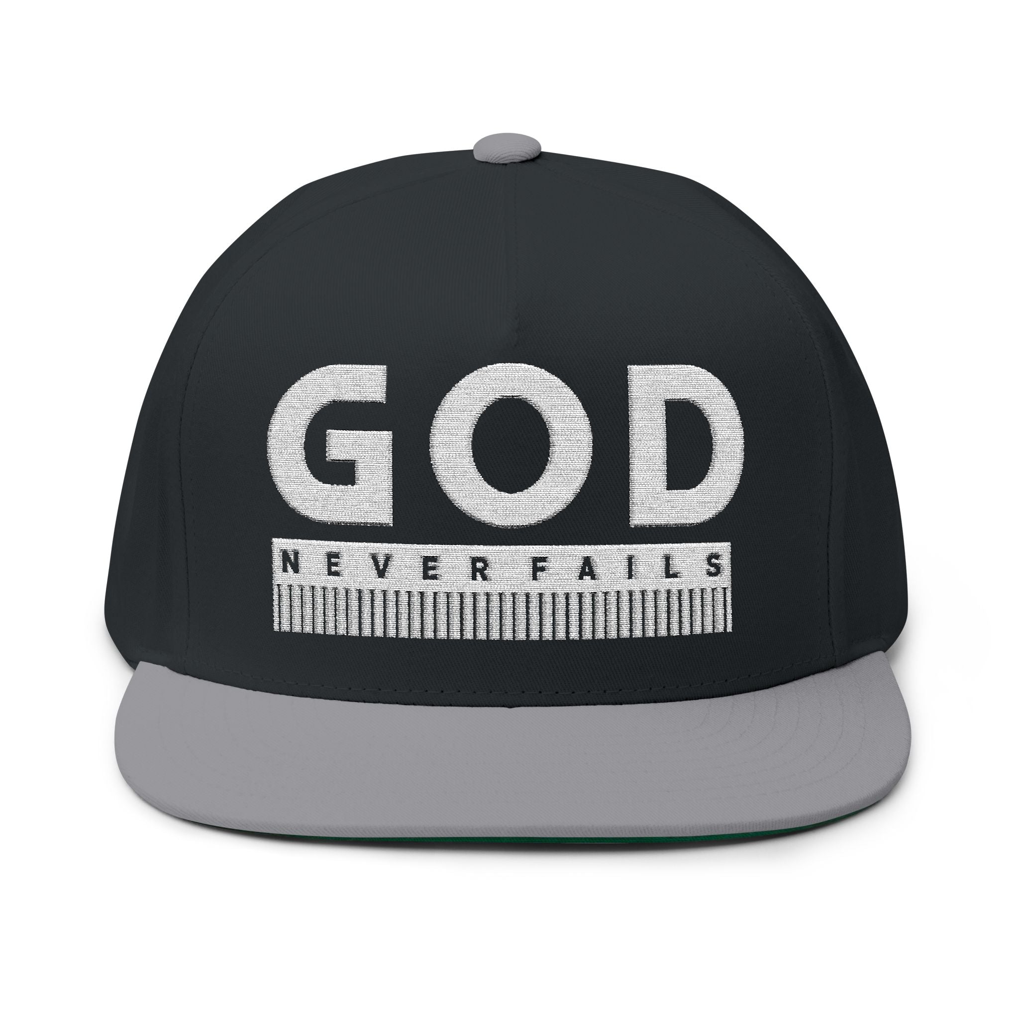 God Never Fails Embroidered Snapback Hat | Joshua 21:45 Faith Flat Bill Cap | ST. VON'S FLAIR