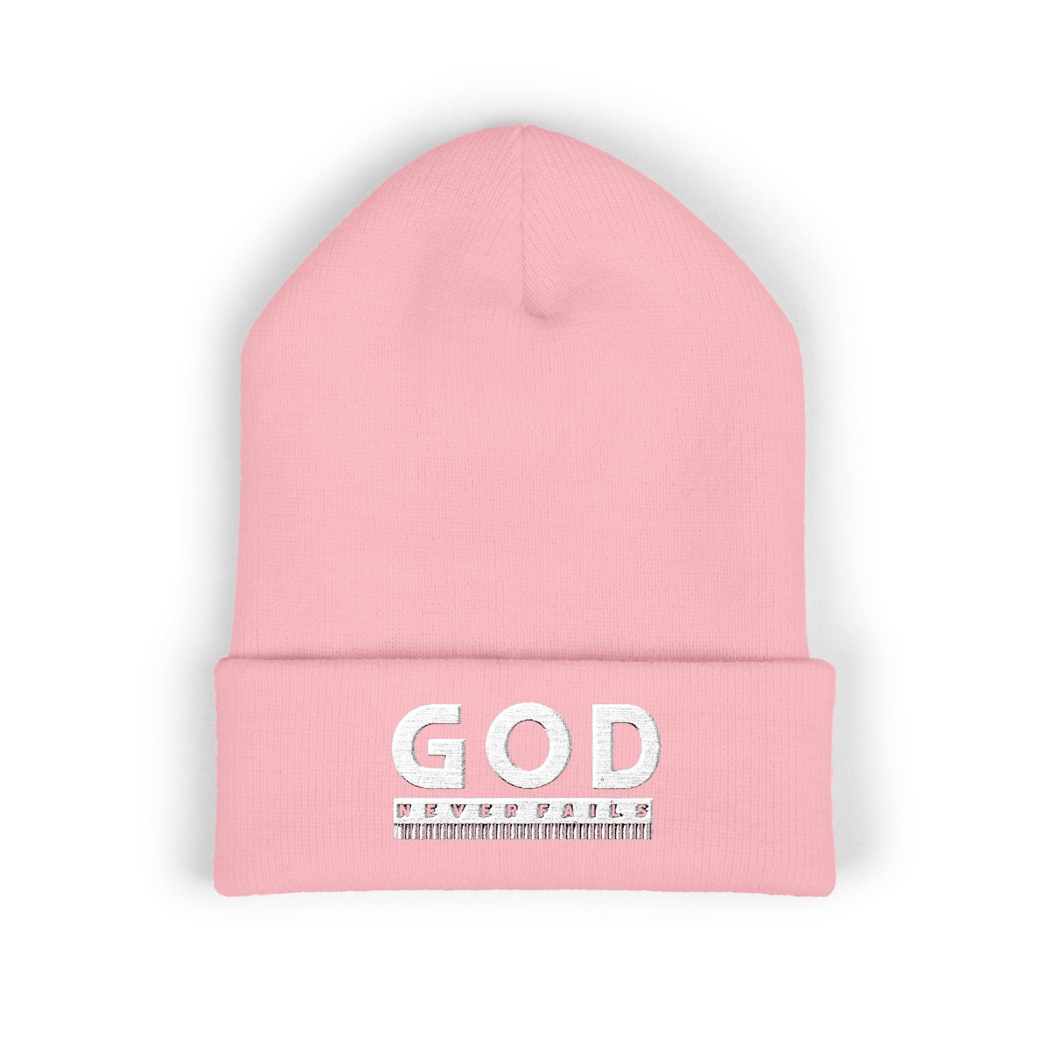 God Never Fails Embroidered Cuffed Beanie