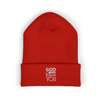Embroidered  God Hears Cuffed Beanie - Knitted  Cap Warm Knit Winter Hat