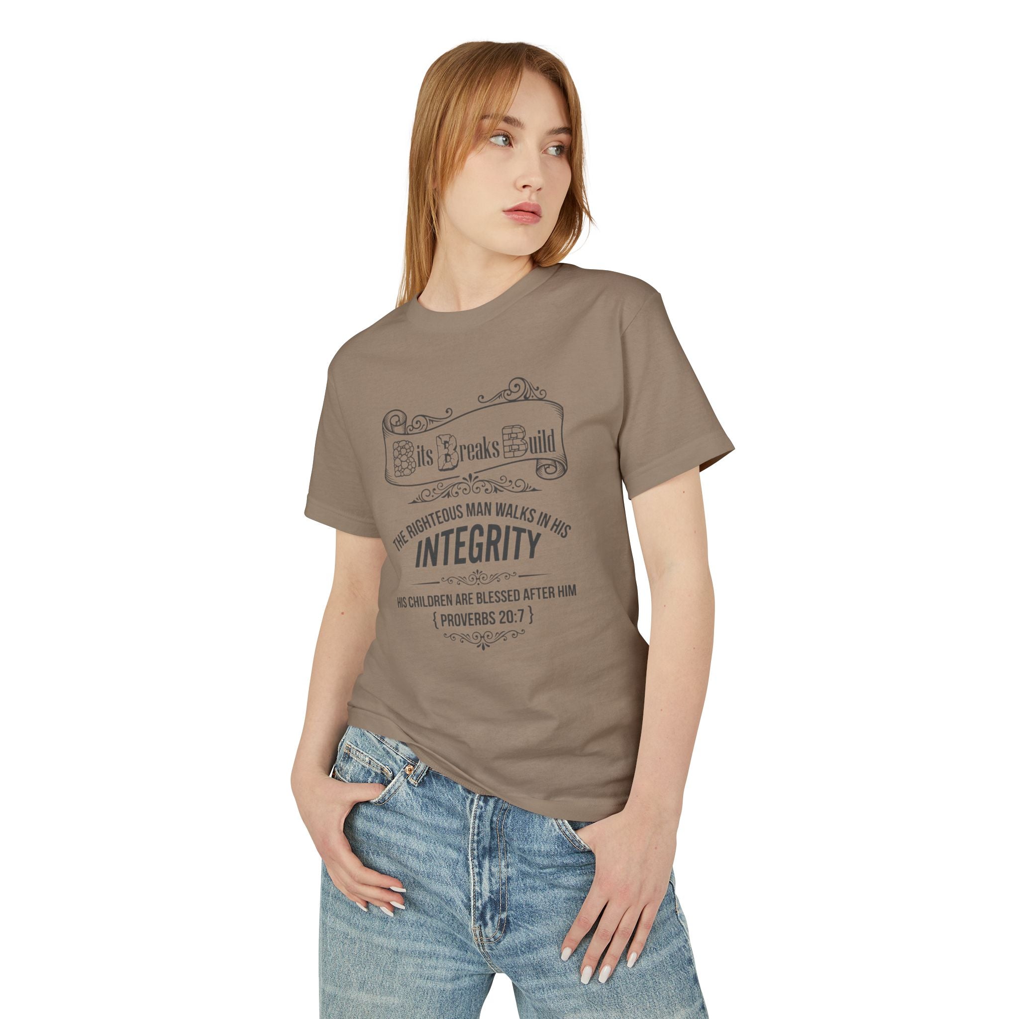 Proverbs 20:7 Bits & Breaks Build Integrity Tee | Faith-Based Scripture Shirt | ST. VON'S FLAIR
