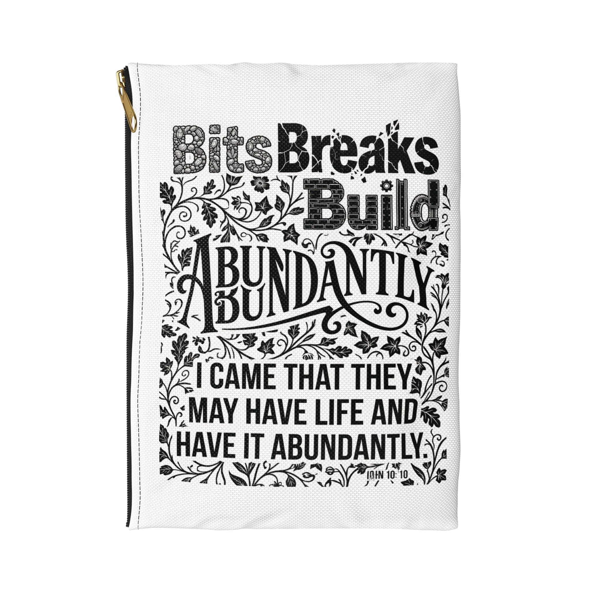 John 10:10 Abundant Life Accessory Pouch | Christian Makeup & Bible Study Bag | ST. VON'S FLAIR