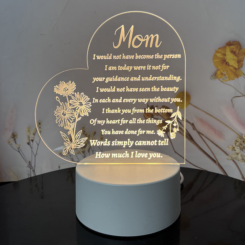 3D Heart Shaped Night Lamp - USB LED Table Light with Blessings | ST. VON'S FLAIR