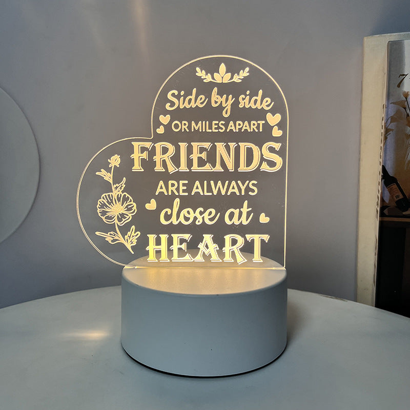 3D Heart Shaped Night Lamp - USB LED Table Light with Blessings | ST. VON'S FLAIR