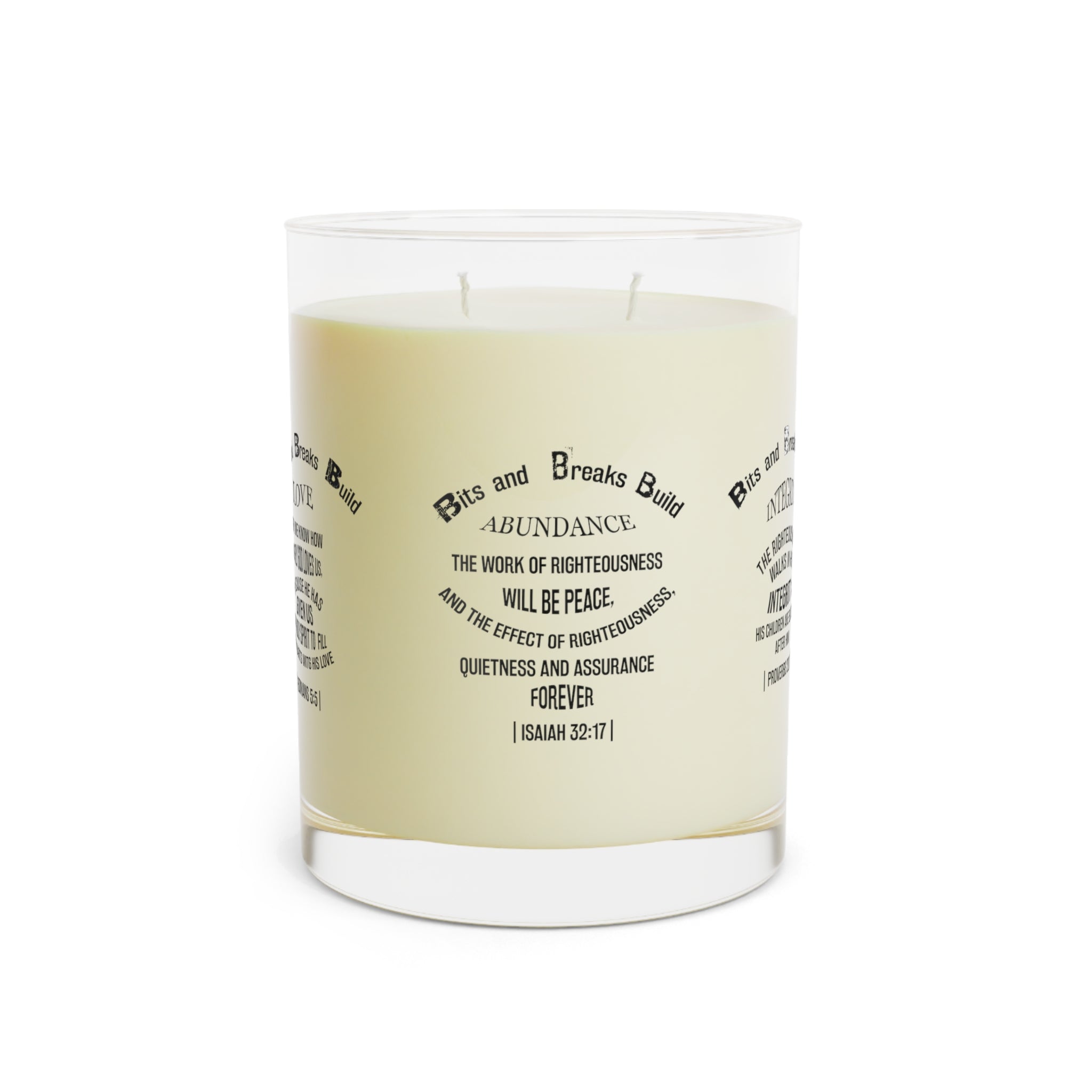 Spirtual Quotes with Bits and Breaks Build Abundance & Faith Scented Candle - 11oz Full Glass
