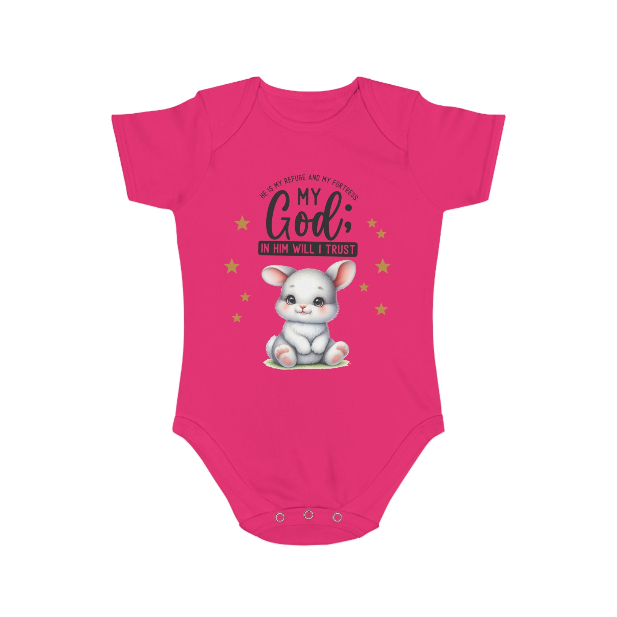 My God Baby Bodysuit - Trust in Him - Cute Bunny Baby Designed Onesies