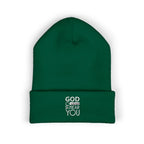 Embroidered  God Hears Cuffed Beanie - Knitted  Cap Warm Knit Winter Hat