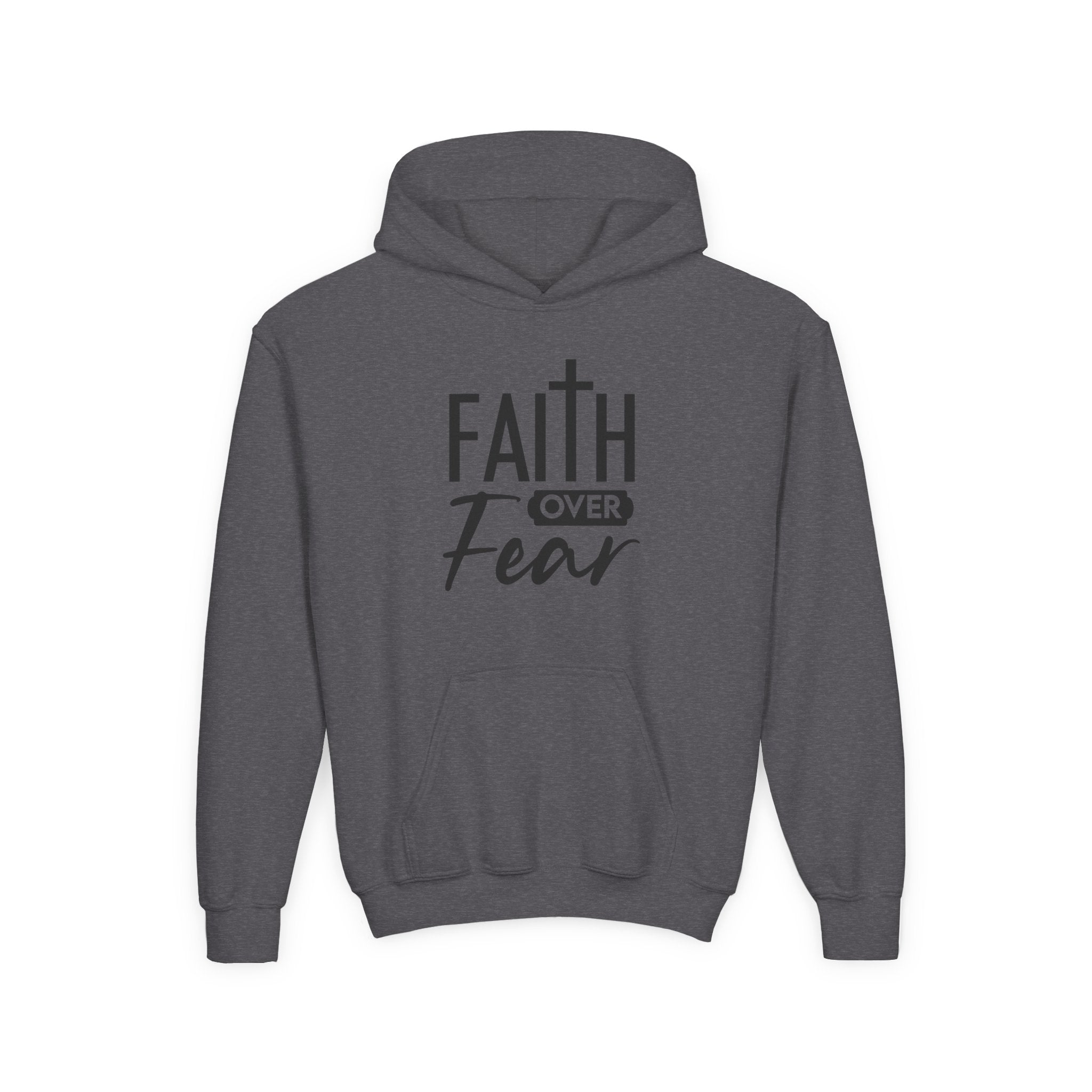 Youth Faith Over Fear Hoodie Kangaroo Pouch Active Wear