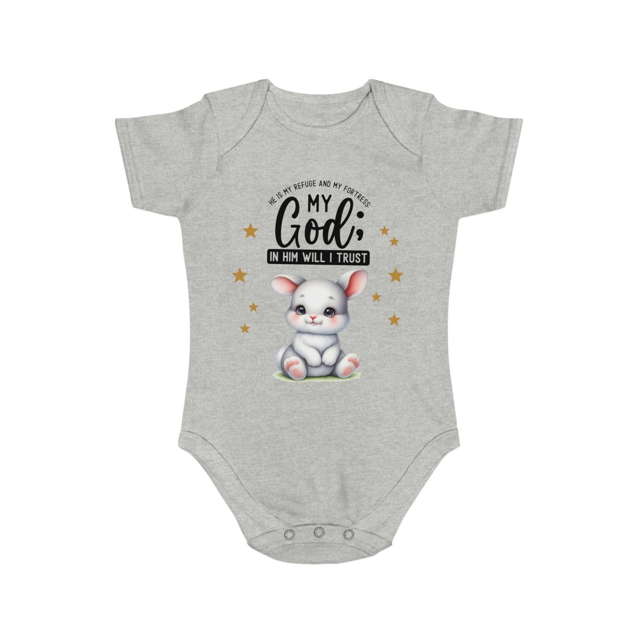 My God Baby Bodysuit - Trust in Him - Cute Bunny Baby Designed Onesies