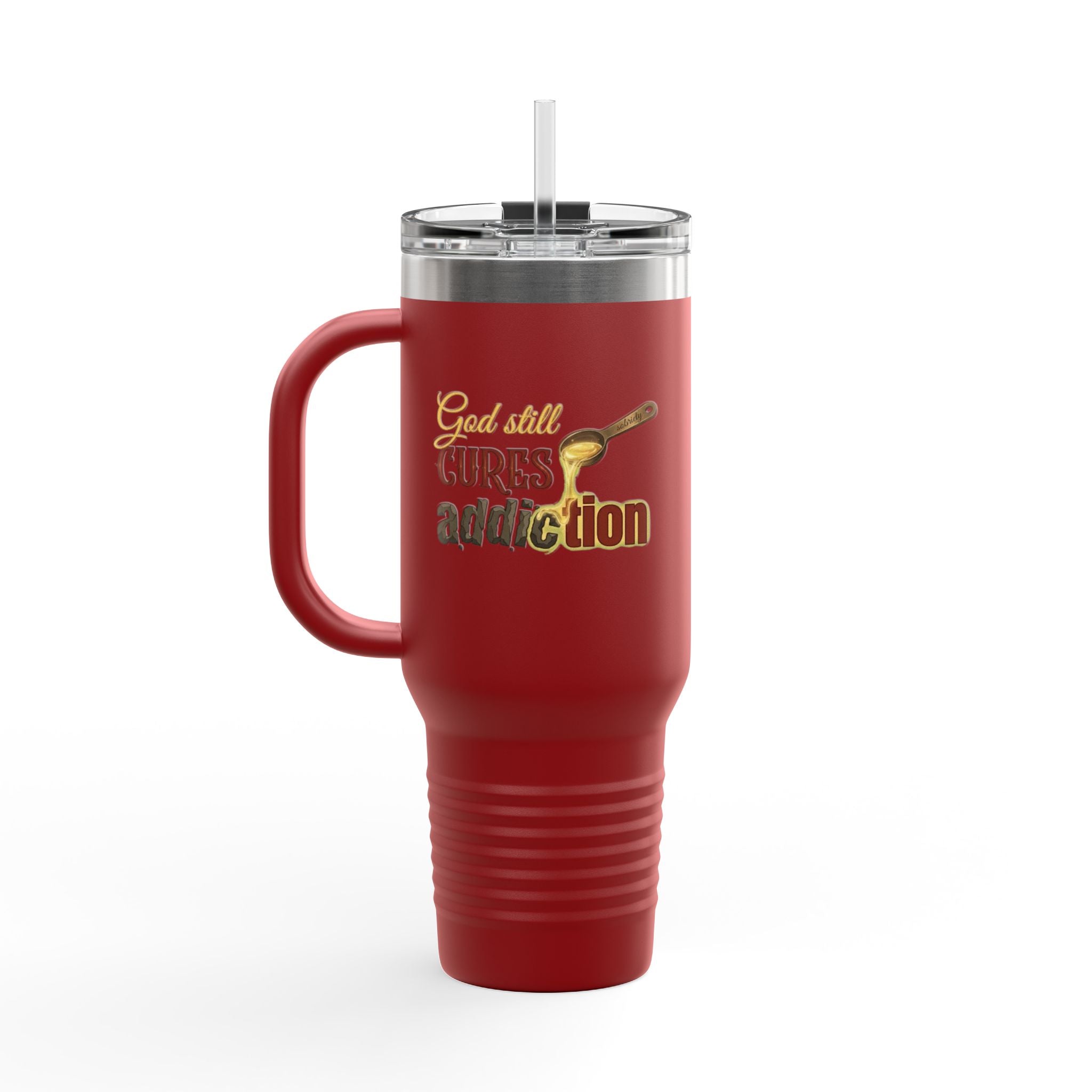 God Still Cures Addiction | 40oz Insulated Travel Mug | ST. VON'S FLAIR