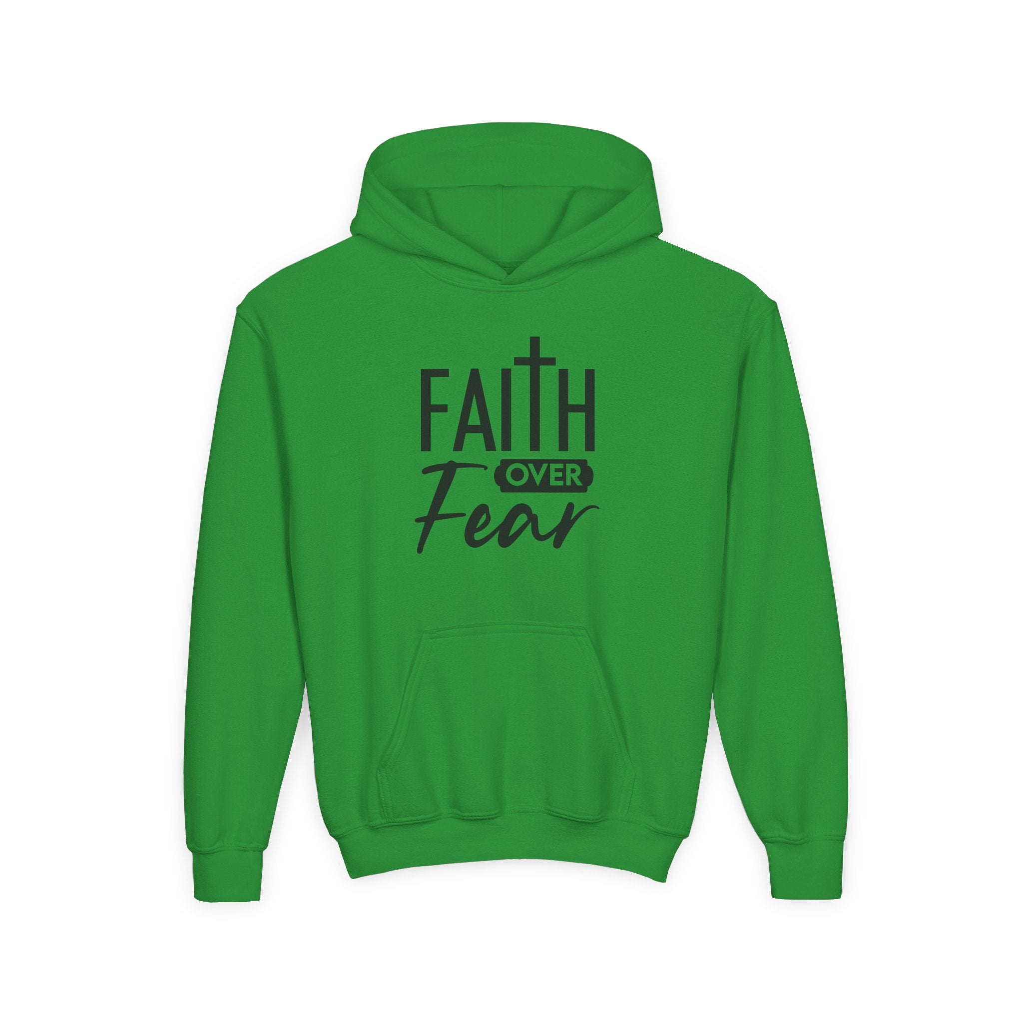 Youth Faith Over Fear Hoodie Kangaroo Pouch Active Wear