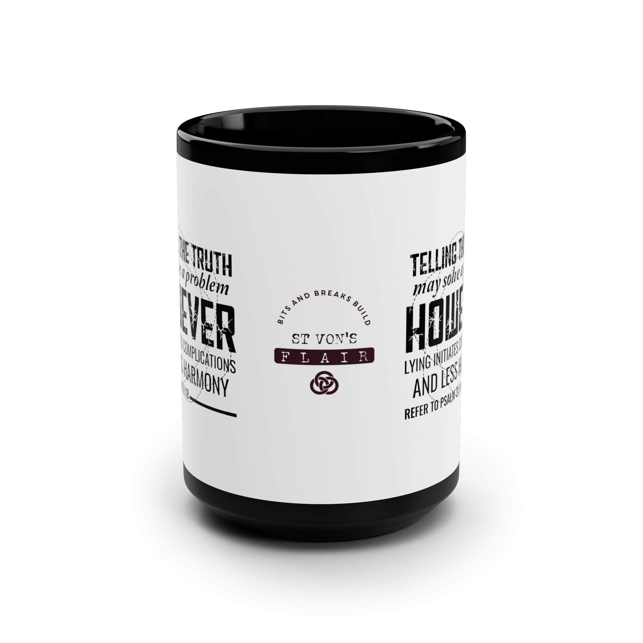 Psalm 31:18 Black and White Mug, 15oz