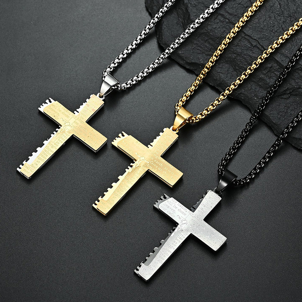 Christian Jesus Cross Necklace Double Thick