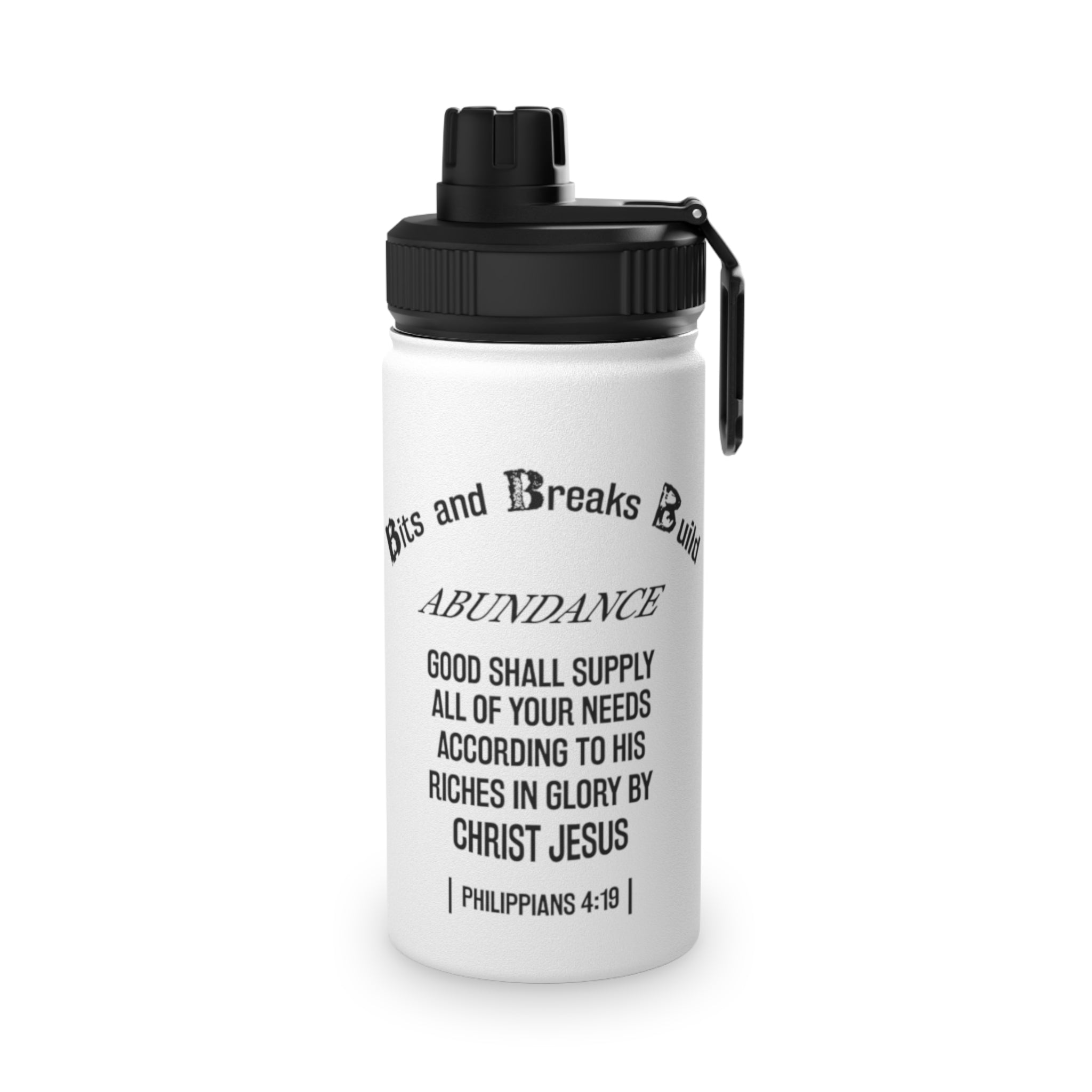 Inspirational Sports Water Bottle | Motivational Gym Hydration, Fitness Gift for Athletes, Christian Quote, Running Accessory