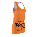 Who Is My Opponent? Racerback Dress — Bold Orange Athletic Dress