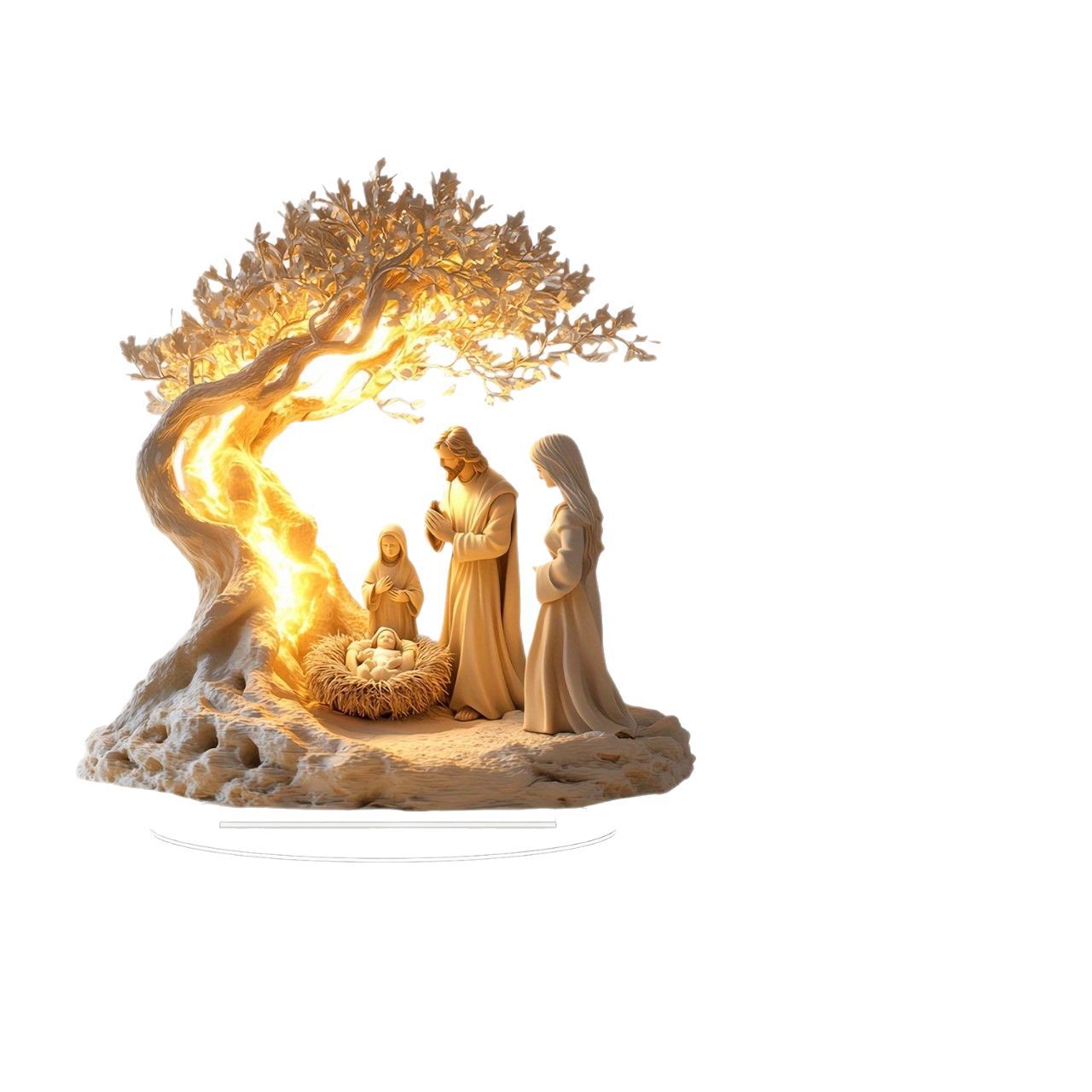 Lights Jesus Tree Of Life Acrylic Decorative Ornaments
