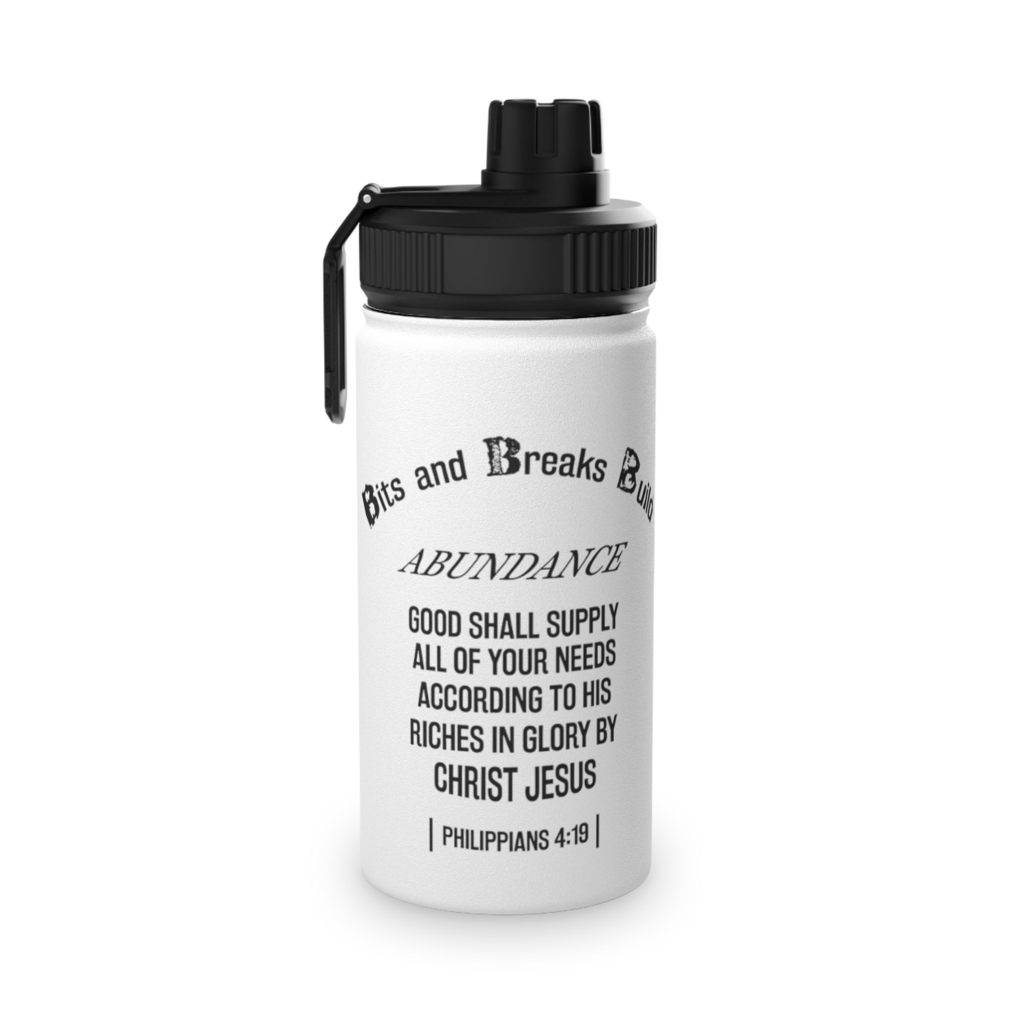 Inspirational Sports Water Bottle | Motivational Gym Hydration, Fitness Gift for Athletes, Christian Quote, Running Accessory