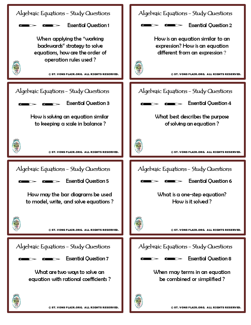 Algebraic Equations Study Guide & Interactive