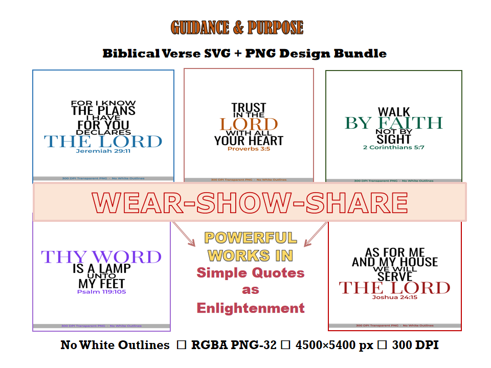 Guidance & Purpose | Biblical Verse Digital Design Bundle (PNG & SVG)