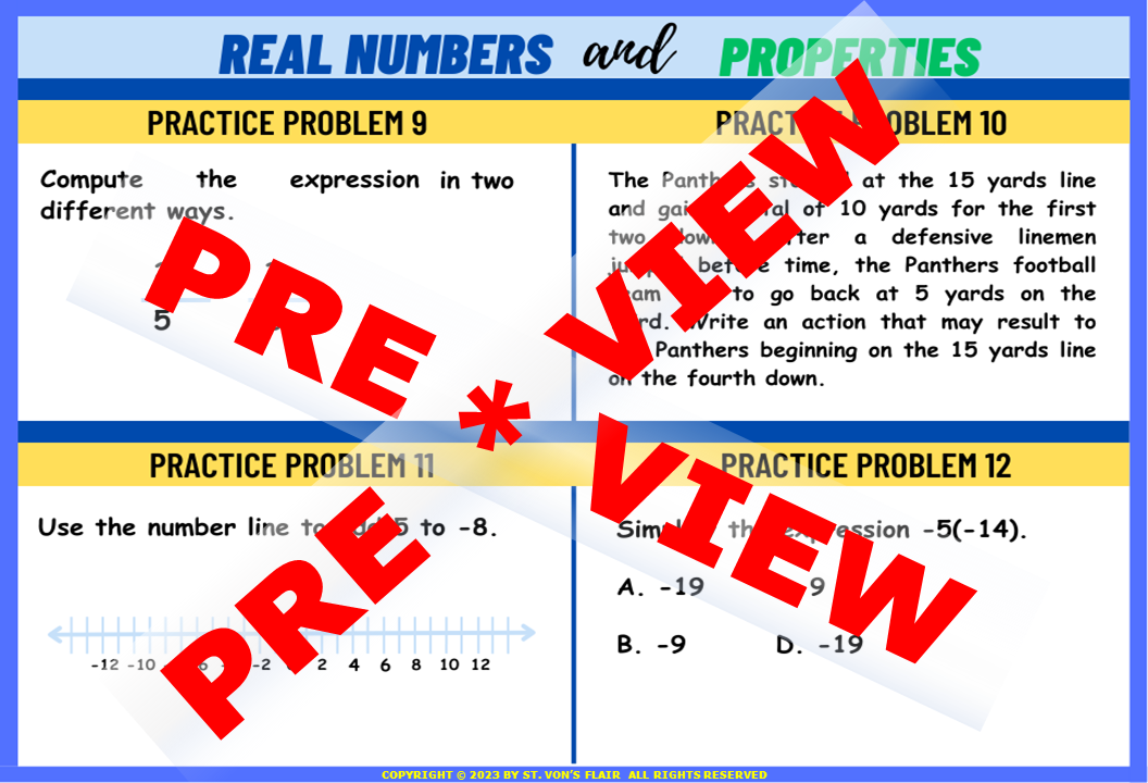 Real Numbers and Properties