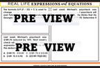 Real Life Expressions and Equations Worksheets