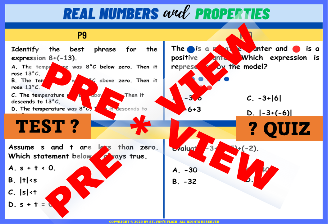 Real Numbers and Properties