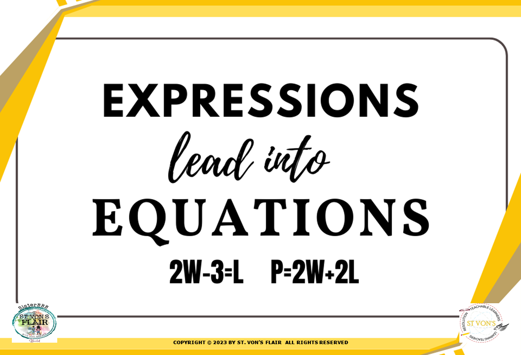 Expressions Lead into Equations Worksheets