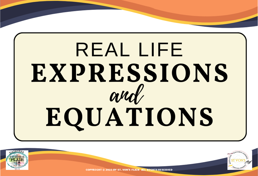 Real Life Expressions and Equations Worksheets