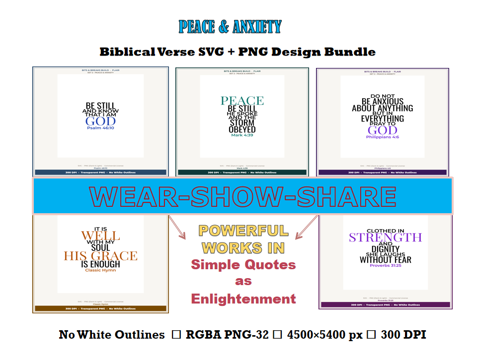 Peace & Anxiety | Faith-Inspired Digital Design Bundle (PNG & SVG)