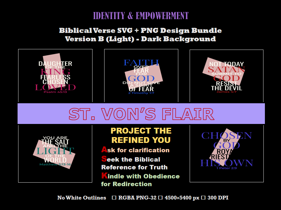 Identity & Empowerment | Faith-Inspired Digital Design Bundle (PNG & SVG)