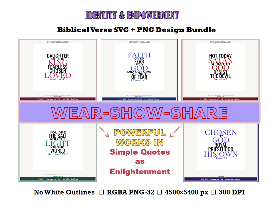 Identity & Empowerment | Faith-Inspired Digital Design Bundle (PNG & SVG)